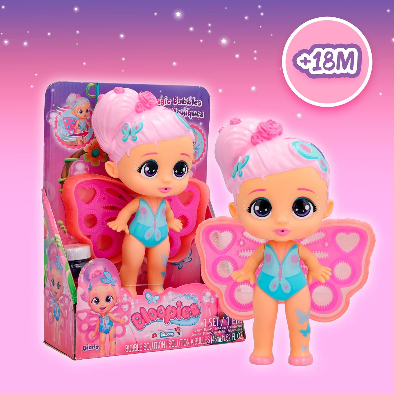 IMC TOYS - Bloopies Magic Bubbles – Bambole con Ali che Fanno Bolle (+18 mesi)